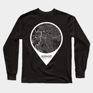 Sacramento, USA City Map - Travel Pin Long Sleeve T-Shirt